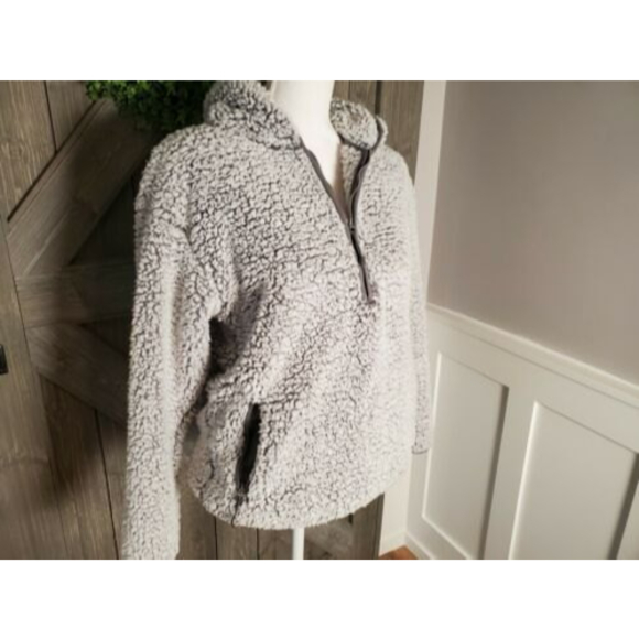 Eddie Bauer Womens Fireside Plush Deep Pile 1/4 Zip Pullover Hoodie Sweatshirt S - Picture 2 of 5